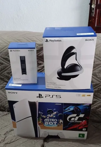 PS5 , fone, carregador sony