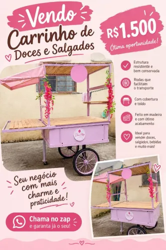 Vendo carrinho de doces salgados e afins.
