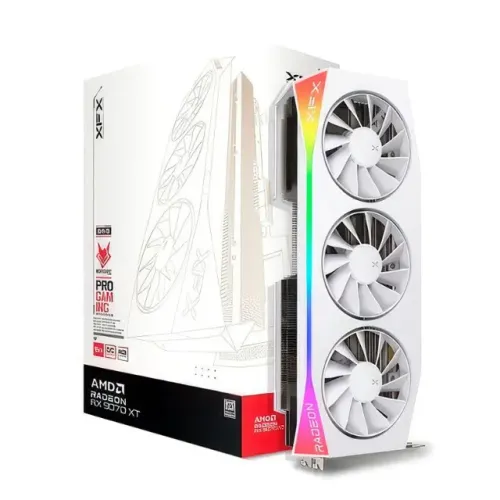 Placa de Video XFX Radeon RX 9070 XT Mercury White OC Gaming Edition, 16GB, GDDR6, 256-bit