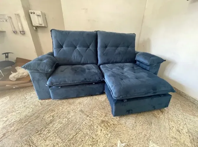 Sofá Retrátil Reclinável Imperial 2,50 Azul