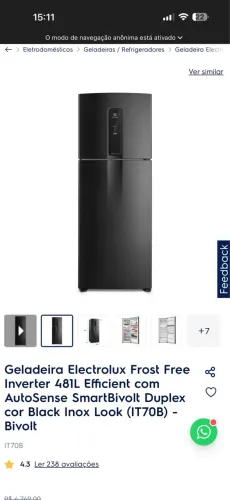 Geladeira Eletrolux 481 litros - zero