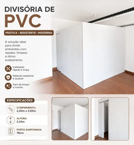 Divisória de PVC- Com Porta Sanfonada