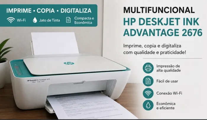HP DeskJet Ink Advantage 2676 - Impressora, Scanner e Copiadora
