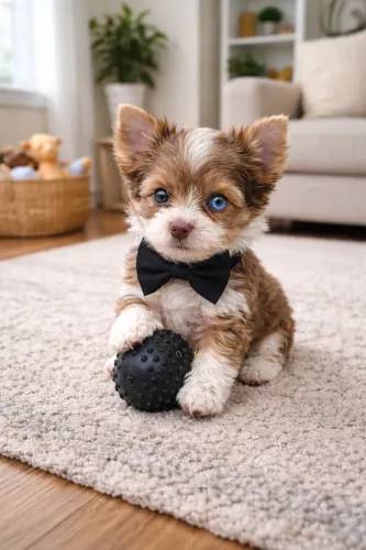 Raro filhote de yorkshire macho merle! 1 olho azul azul 