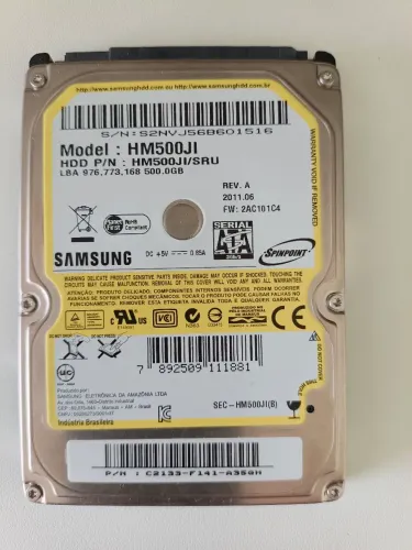 HD de 500GB testado, formatado e funcionando perfeitamente!