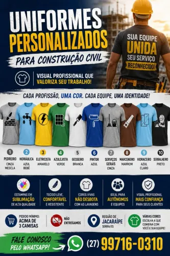 Camisas personalizadas para uniformes de construção civil
