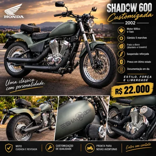 Baixou mais !!! Shadow 600 custon