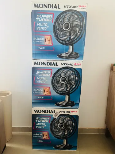 Ventilador MONDIAL 40cm, Preto/Prata, 220V | Super Turbo, 8 Pás, 140W, VTX-40-8P
