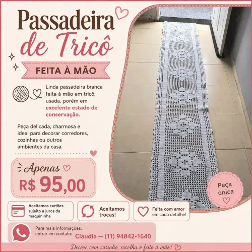 PASSADEIRA DE TRICÔ FEITA À MÃO