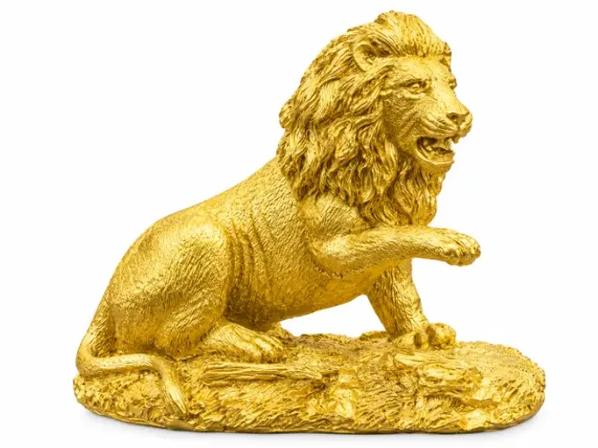 Escultura Decorativa Leão Dourado