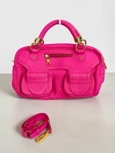 bolsa de couro legítimo rosa pink