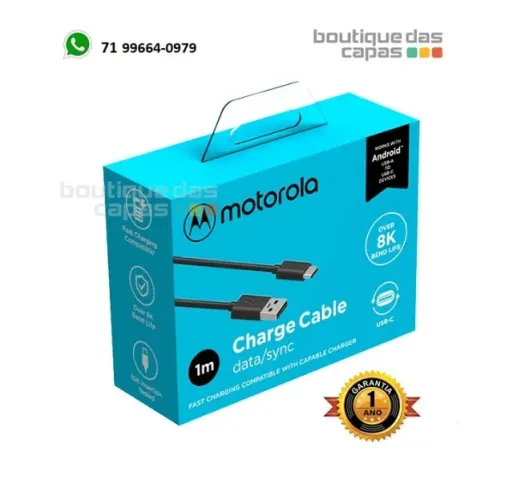Cabo de dados usb Motorola USB-A para tipo c USB-C 1 Metro - preto original