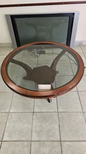 Mesa de centro de vidro redonda