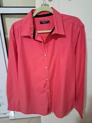 Camisa Social Masculina Rosa Salmão Manga Comprida Tamanho G - TNG
