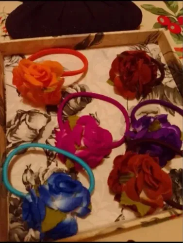 6 Fitas de cabelo de flores coloridas, 3 por 35