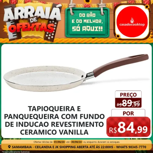 Tapioqueira e panquequeira com fundo de inducao revestimento ceramico vanilla
