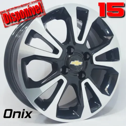 Roda aro 15 Chevrolet Onix preta com diamantado jogo novo