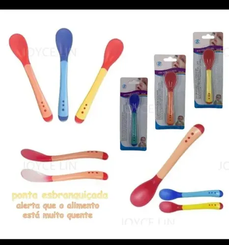 COLHER DE SILICONE PARA BEBÊ QUE MUDA DE COR INFORMANDO QUE O ALIMENTO ESTÁ QUENTE<br><br>