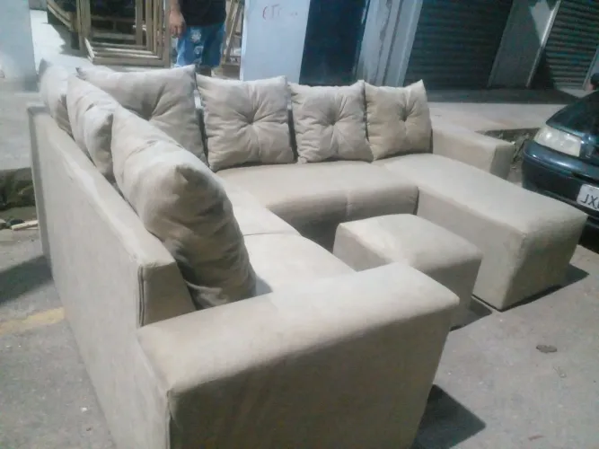 Sofá de Canto em Suede Bege