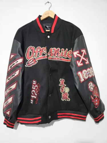 jaqueta Varsity Off-White x AC Milan 125th Anniversary