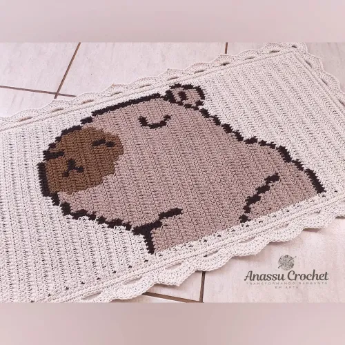 Tapete CAPIVARA KAWAII em Crochê Artesanal - #AnassuCrochet