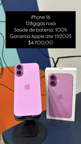 Phone 16 / 128GB / Pink / Saúde de bateria 100% / Garantia até 11/2025 LoJa fisica