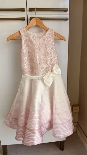 Vestido de Daminha Rosa e Branco