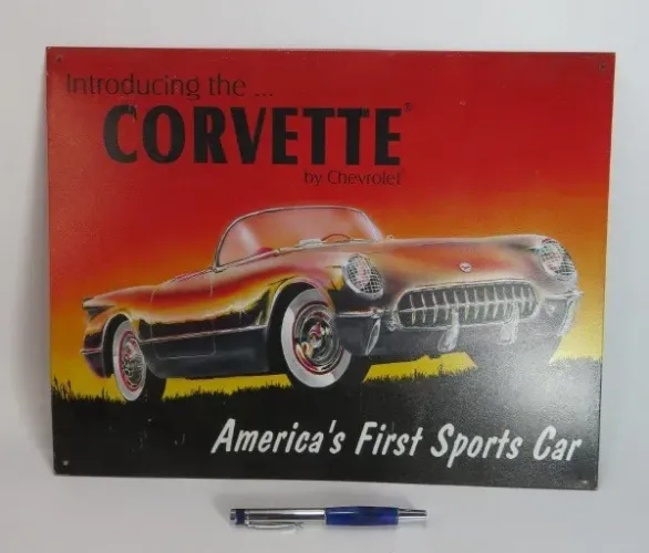 PLACA de Parede do veículo CORVETTE da Chevrolet (America`s First Sports Car) Feita em Lat