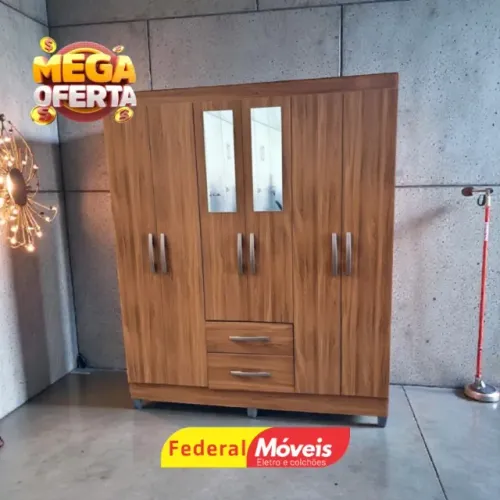 GUARDA ROUPA MULTI C/ ESPELHO MARROM (FALE CONOSCO PELO WHATSAPP)