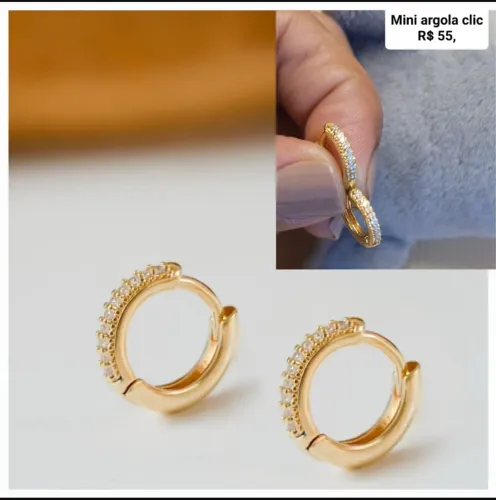 Mini Argola Clic com Zircônias - Elegância e Brilho