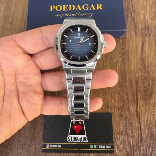 Relógio Masculino Poedagar Mostrador Azul Novo Entregamos