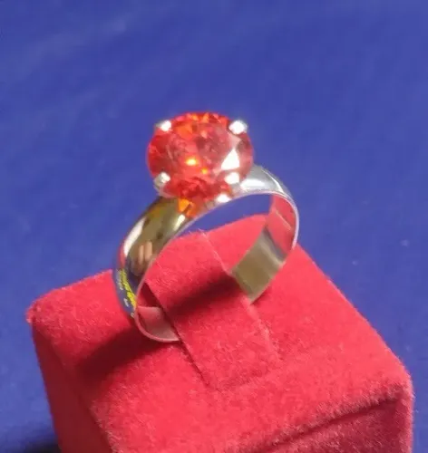 Anel Prata 950 Pedrão Zircônia 10 mm Maciço