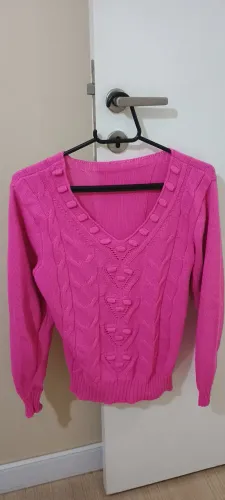 Blusa de frio tricô feminino rosa