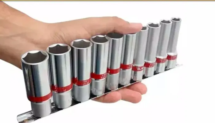 Jogo Soquetes Longos 1.2 Pol. Sextavados 10 a 22mm com 10 Peças Mtx