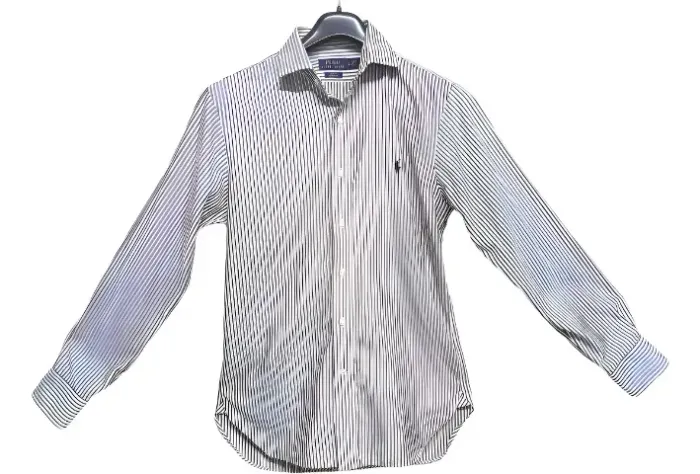 Camisa Listrada Cinza Original Ralph Lauren - Tamanho 15 34/35 USA (M) Slim Fit Easy Care
