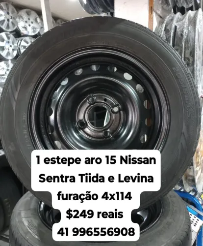 Roda estepe aro 15 Nissan Sentra Tiida e Levina furação 4x114 roda e pneu pronto 