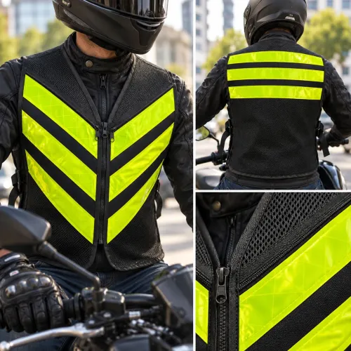 Colete Refletivo Motoboy Motociclista Alta Visibilidade com Zíper e Bolsos