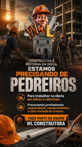 Vaga disponível para pedreiro e carpinteiro na diária 
