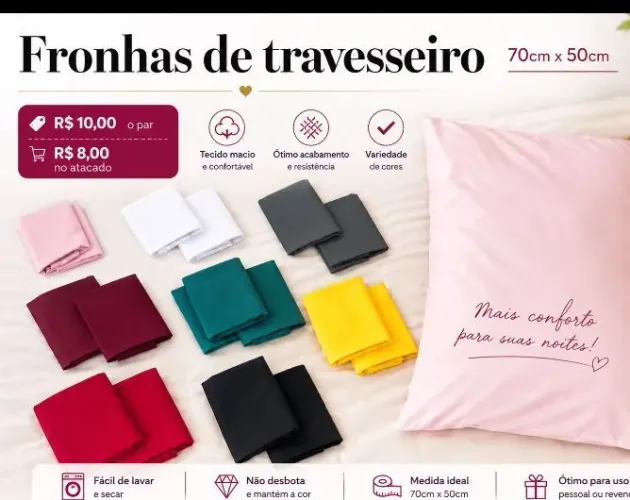 Fronhas de travesseiros em Atacado