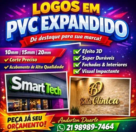 Logo em PVC expandido 10, 15, 20 mm 