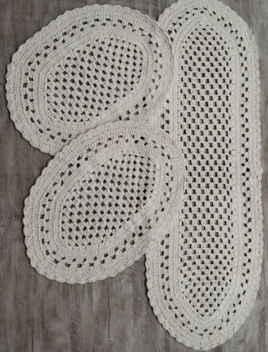 Kit 3 Tapetes de Crochê