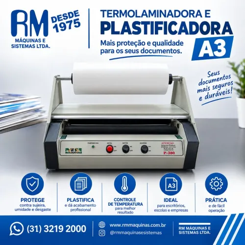 Termolaminadora e plastificadora profissional a3 