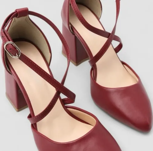 scarpin penélope salto bloco vinho 37