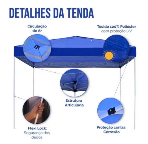Tenda 3x3 articulada impermeável