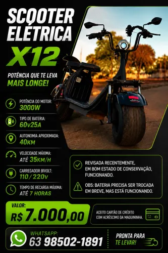 Scooter elétrica 3000w