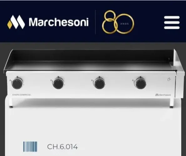 Chapa comercial Marchesoni com 4 queimadores, 106cm