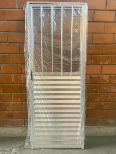 Porta Mista completa aluminio brilhoso 
