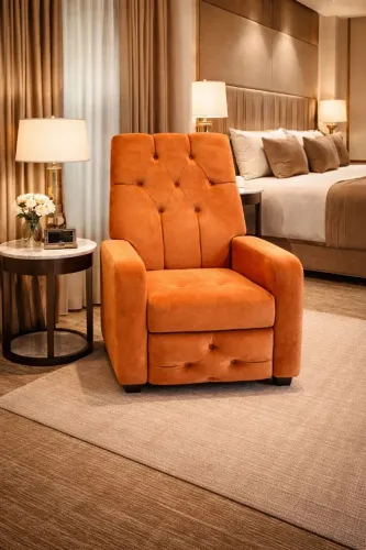 Poltrona reclinavel e giratória em captonê 