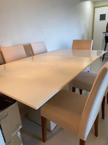 Mesa de jantar laca branca 6 lugares - móveis conquista