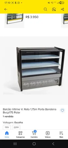 Balcão vitrine POLAR reto 1,25 porta bandeira